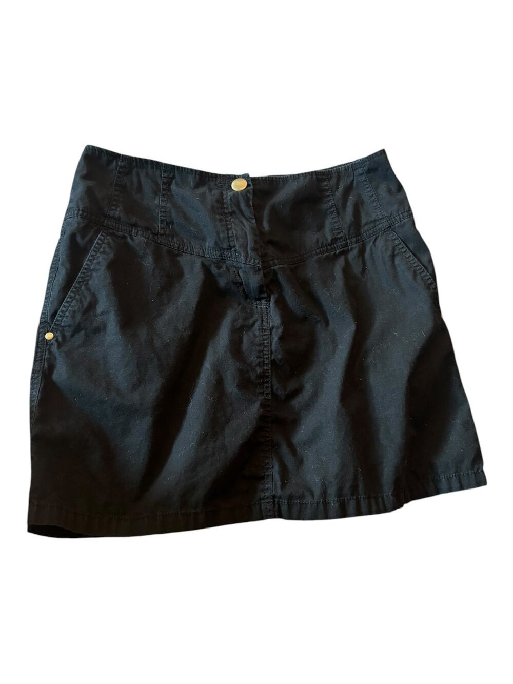 H&M Black Mini Skirt Size 10 Gold Buckle